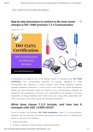 Step by step instructions to conform to the most recent changes in ISO 13485 provision 7.2.3 Communication