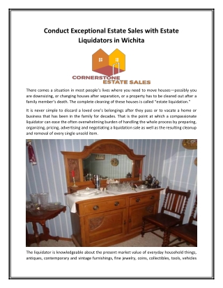 Conduct Exceptional Estate Sales with Estate Liquidators in Wichita