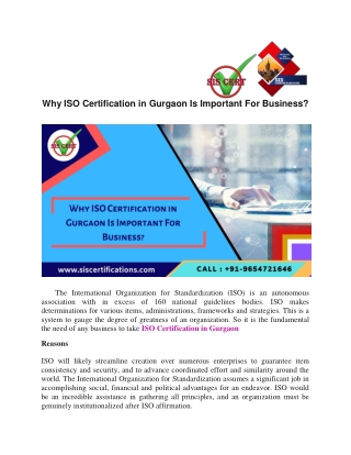 Why ISO Certification in Gurgaon Is Important For Business?