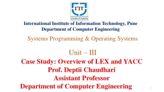 Overview of LEX and YACC - Department of Computer Engineering