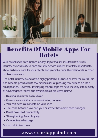 Benefits Of Mobile Apps For Hotels