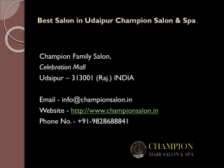 Best Salon in Udaipur Champion Salon & Spa