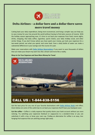 Delta Airlines – a dollar here and a dollar there saves more travel money