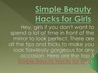 Simple Beauty Tips for Girls