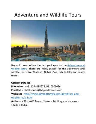 Adventure and Wildlife Tours