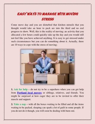 Easy Ways To Manage With Moving Stress