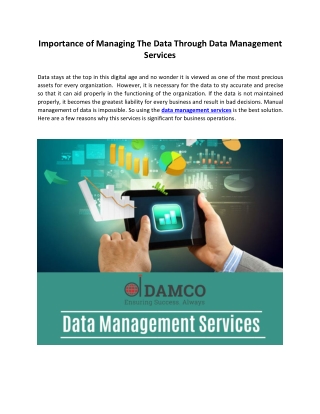 Importance of Managing The Data Through Data Management Services