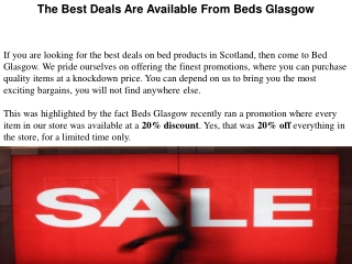 The Best Deals Are Available From Beds Glasgow