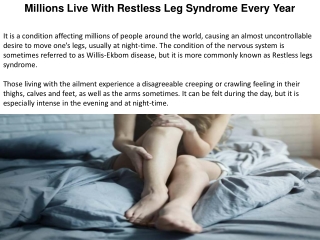 Millions Live With Restless Leg Syndrome Every Year