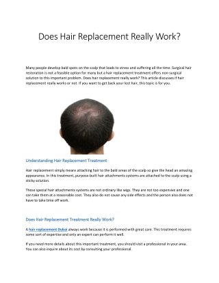 Does Hair Replacement Really Work?