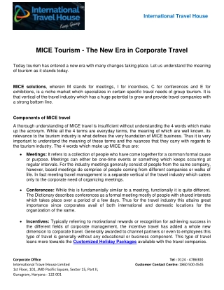 MICE Tourism - The New Era in Corporate Travel