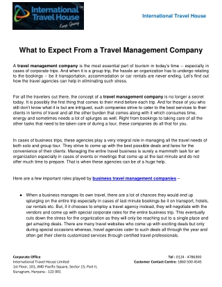 What to Expect From a Travel Management Company