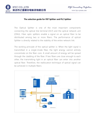 The selection guide for FBT Splitter and PLC Splitter