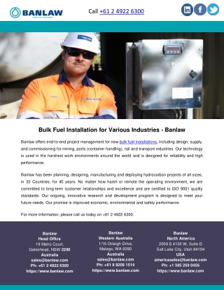 Bulk Fuel Installation for Various Industries – Banlaw