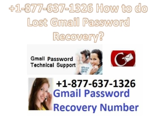 1-877-637-1326 How to do Lost Gmail Password Recovery?