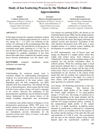 Study of Ion Scattering Process by the Method of Binary Collision Approximation