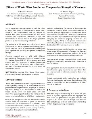 Effects of Waste Glass Powder on Compressive Strength of Concrete