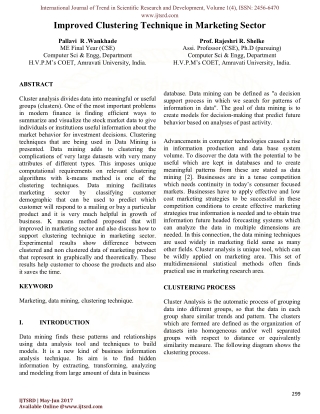 Improved Clustering Technique in Marketing Sector