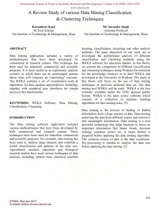 A Review Study of various Data Mining Classification & Clustering Techniques