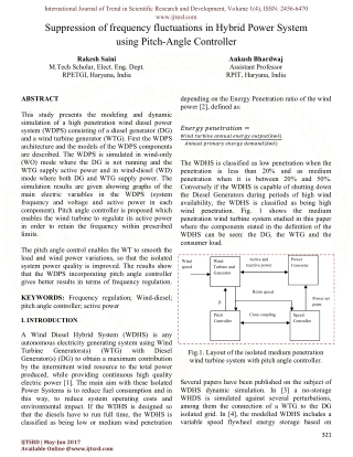 Suppression of frequency fluctuations in Hybrid Power System using Pitch-Angle Controller
