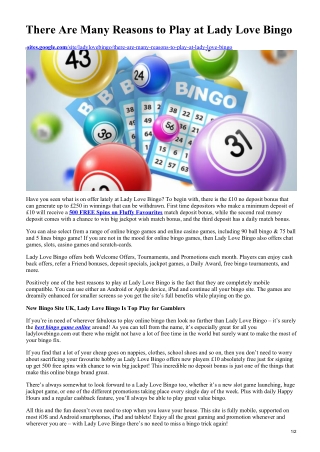 There Are Many Reasons to Play at Lady Love Bingo