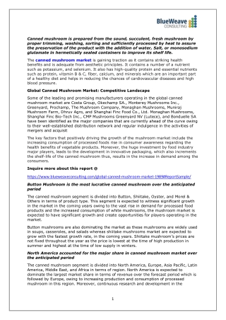 Canned mushroom Market Analysis, Size, Share, Growth, Trends and Forecast 2025