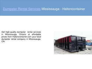 Mississauga Dumpster Rental Service