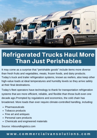 Refrigerated Trucks Haul More Than Just Perishables