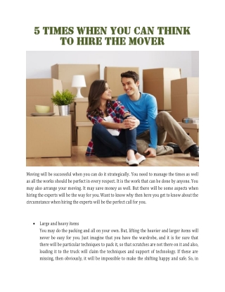5 times when you can think to hire the mover