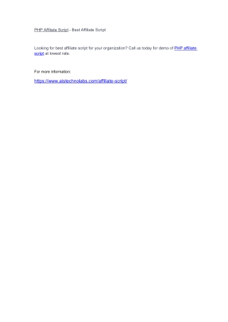 PHP Affiliate Script - Best Affiliate Script