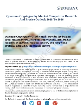 Quantum Cryptography Market Laminar Growth, Current Trend And Forecast 2018-2026