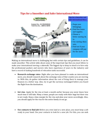Tips for a Smoother and Safer International Move