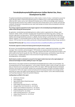 Tetrakis(Hydroxymethyl)Phosphonium Sulfate Market Size, Share, Development by 2025