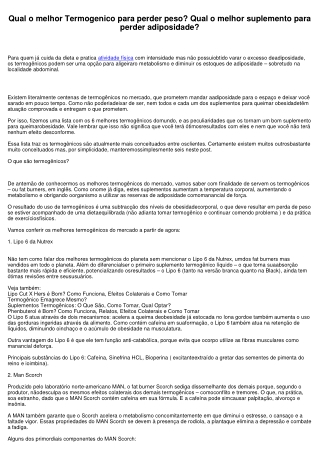 Que o melhor Termogenico para perder peso? Que o melhor suplemento para perder gordura?