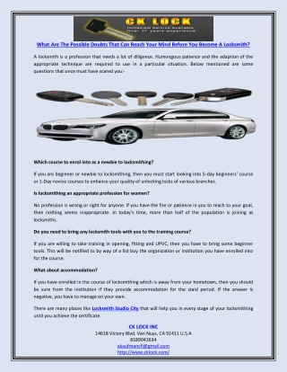 What Are The Possible Doubts That Can Reach Your Mind Before You Become A Locksmith?