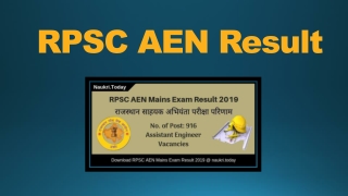 RPSC AEN Result 2019 For Assist. Engineer Mains Exam & Cut Off Marks