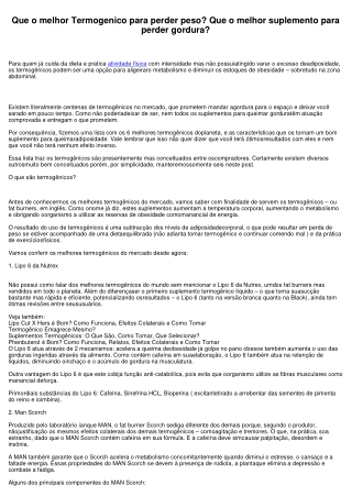 Que o melhor Termogenico para perder peso? Que o melhor suplemento para perder obesidade?