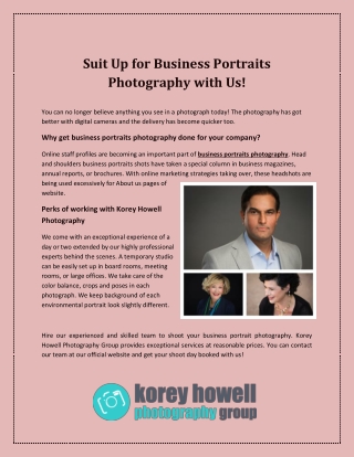 Suit Up for Business Portraits Photography with Us!