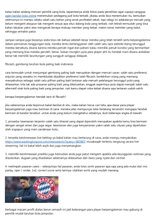 Tengkulak Judi Bola Jempolan Langganan Para Bettor Terlatih