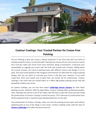 Contour Coatings: Your Trusted Partner for Crease-Free Painting