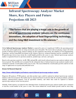 Infrared Spectroscopy Analyzer Market Share, Key Players and Future Projections till 2023