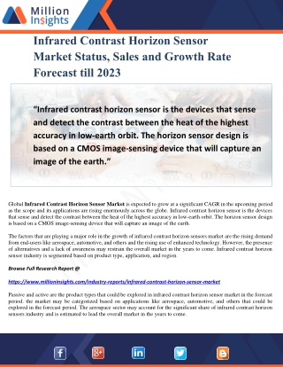 Infrared Contrast Horizon Sensor Market Status, Sales and Growth Rate Forecast till 2023