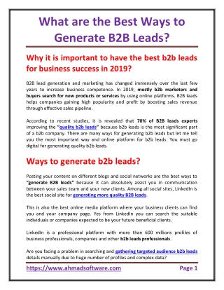 What are the Best Ways to Generate B2B Leads