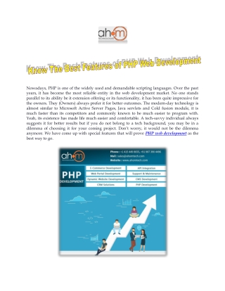 Know The Best Features of PHP Web Development