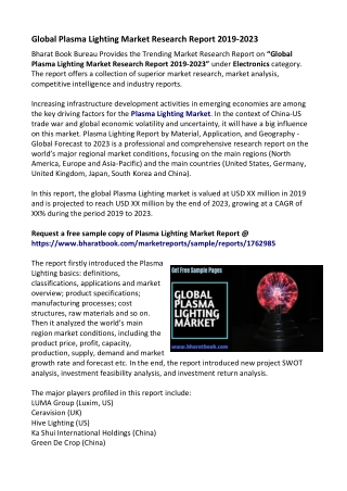 Global Plasma Lighting Market Outlook 2019-2023