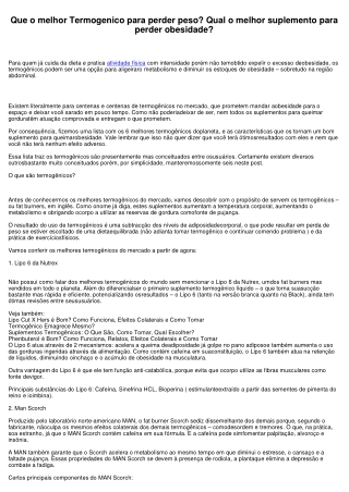 Que o melhor Termogenico para perder peso? Qual o melhor suplemento para perder obesidade?