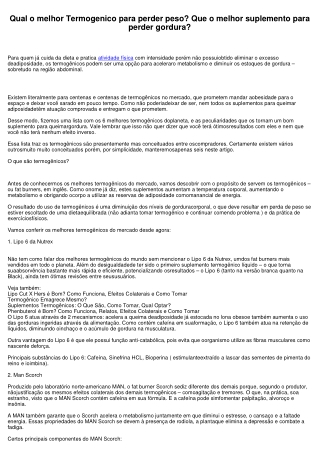 Que o melhor Termogenico para perder peso? Que o melhor suplemento para perder obesidade?