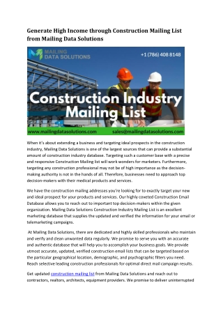 Construction Mailing List | Construction Industry Mailing List