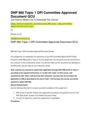 DNP 960 Topic 1 DPI Committee Approved Document GCU