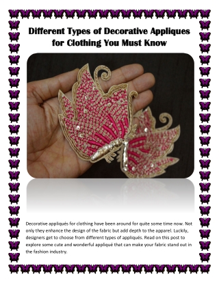 Different Types of Decorative Appliques for Clothing You Must Know